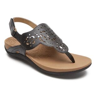 Rockport women’s Ridge Circle black cutout thong sandals, size 7